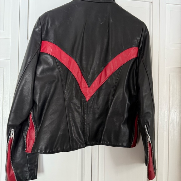 Women’s red and black real leather jacket - Picture 4 of 4